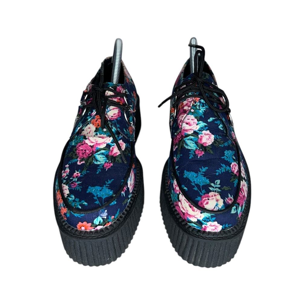 Tuk Women's Floral Print Creepers Platform Lace Up Shoes Size 8 - Picture 4 of 12
